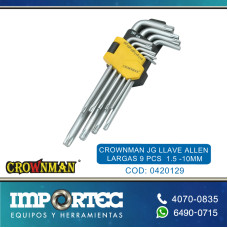 CROWNMAN JG LLAVE ALLEN LARGAS 9 PCS  1.5 -10MM