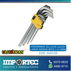 CROWNMAN JG LLAVE ALLEN LARGA REDON 9PCS 1.5-10MM
