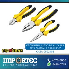 CROWNMAN JUEGO DE ALICATES TIPO ALEMAN 3 PCS 6