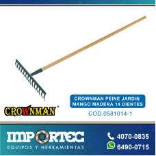 CROWNMAN PEINE JARDIN MANGO MADERA 14 DIENTES