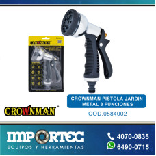 CROWNMAN PISTOLA JARDIN METAL 8 FUNCIONES