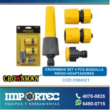 CROWNMAN SET 4 PCS BOQUILLA RIEGO+ADAPTADORES