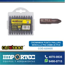 CROWNMAN PUNTA PHILLIPS SENCILLA PH2 25MM 20 PCS