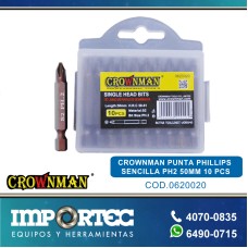 CROWNMAN PUNTA PHILLIPS SENCILLA PH2 50MM 10 PCS