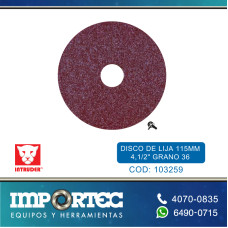 DISCO DE LIJA 115MM 4,1/2