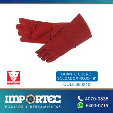 GUANTE CUERO SOLDADOR ROJO 16