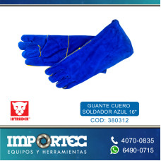 GUANTE CUERO SOLDADOR AZUL 16