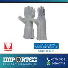 GUANTE CUERO SOLDADOR GRIS 14