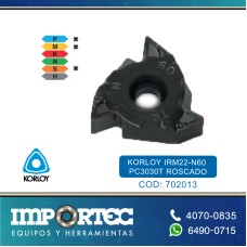 KORLOY INSERTO ROSCADO IRM22-N60 PC3030T