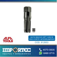 ALFA MACHO NPT 3/8X18 HSS CORTE INTERRUMPIDO