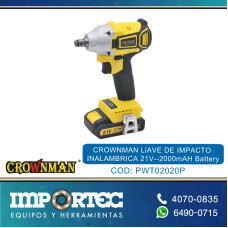 CROWNMAN LlAVE DE IMPACTO INALAMBRICA 21V--2000mAH Battery