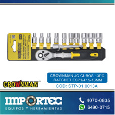CROWNMAN JG CUBOS 13PC RATCHET ESP1/4